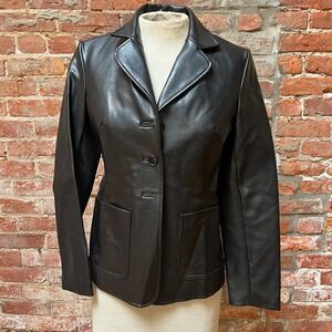 Rampage Black Faux Leather Vinyl Blazer - Womens Small